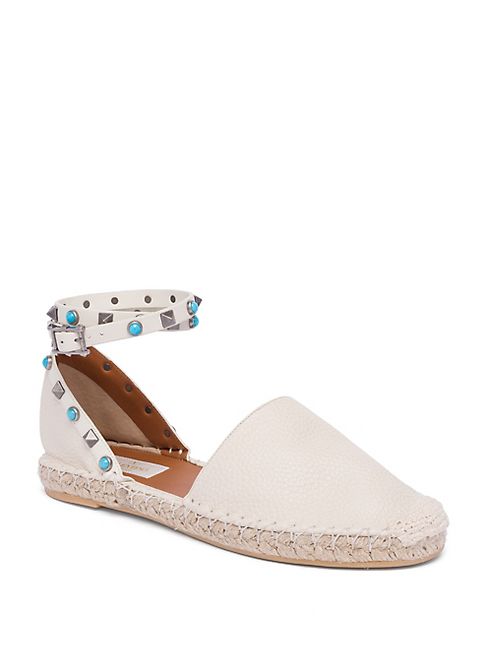 Valentino - Rockstud Rolling Leather d'Orsay Espadrille Flats