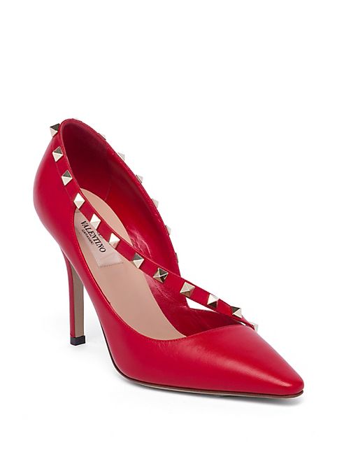 Valentino - Rockstud d'Orsay Leather Point Toe Pumps