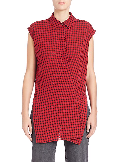 T by Alexander Wang - Point Collar Checked Top