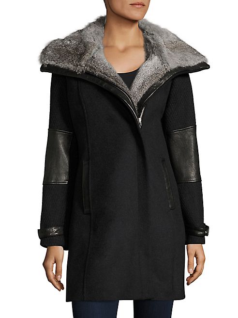 Andrew Marc - Mara Rabbit Fur-Collar Coat