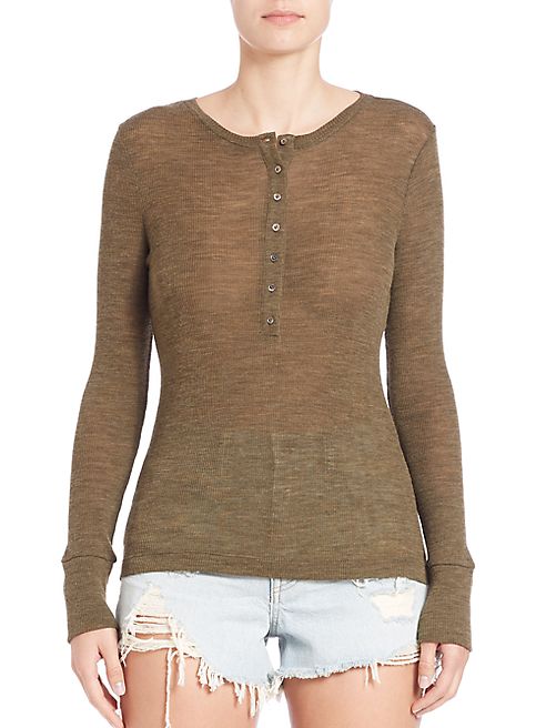 T by Alexander Wang - Solid Fitted Long Sleeve Top