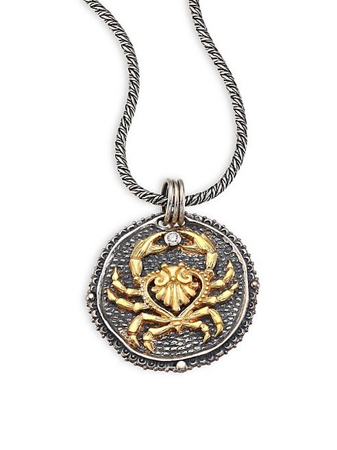 Konstantino - Zodiac Diamond, 18K Yellow Gold & Sterling Silver Cancer Pendant