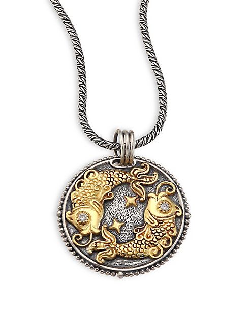 Konstantino - Zodiac Diamond, 18K Gold & Sterling Silver Pisces Charm Pendant