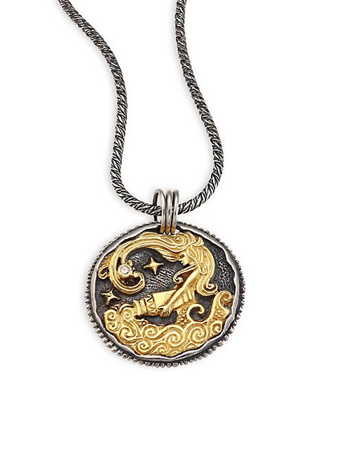 Konstantino - Zodiac 18K Gold, Sterling Silver & Diamond Aquarius Pendant