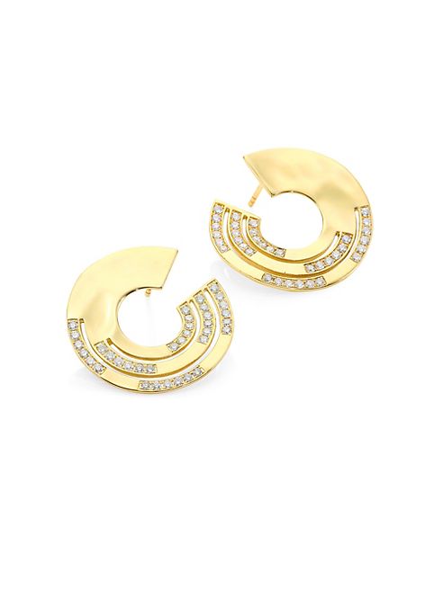 IPPOLITA - Senso? Staggered Diamond Pavé & 18K Yellow Gold Open Wavy Earrings