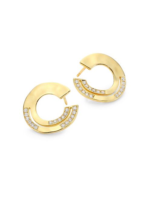 IPPOLITA - Senso? Staggered Diamond Pavé & 18K Yellow Gold Disc Earrings