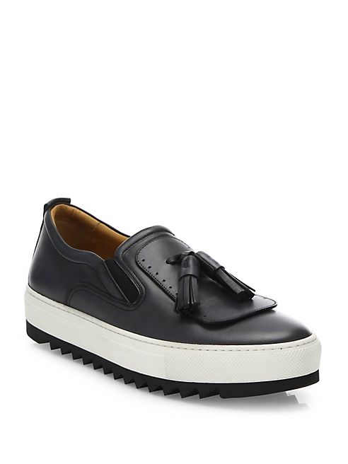 Salvatore Ferragamo - Lucca Burnished Leather Sneakers