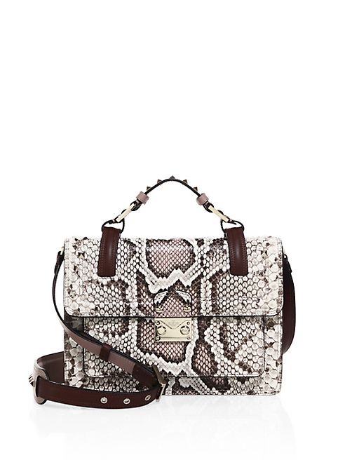 Valentino - Small Lock Python Top-Handle Shoulder Bag