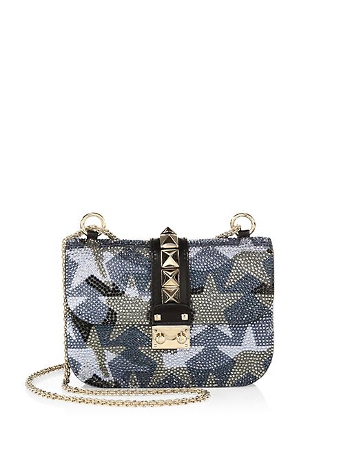 Valentino - Small Camustars Crystal-Embroidered Chain Shoulder Bag