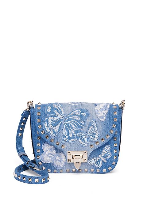 Valentino - Rockstud Butterfly Denim Shoulder Bag