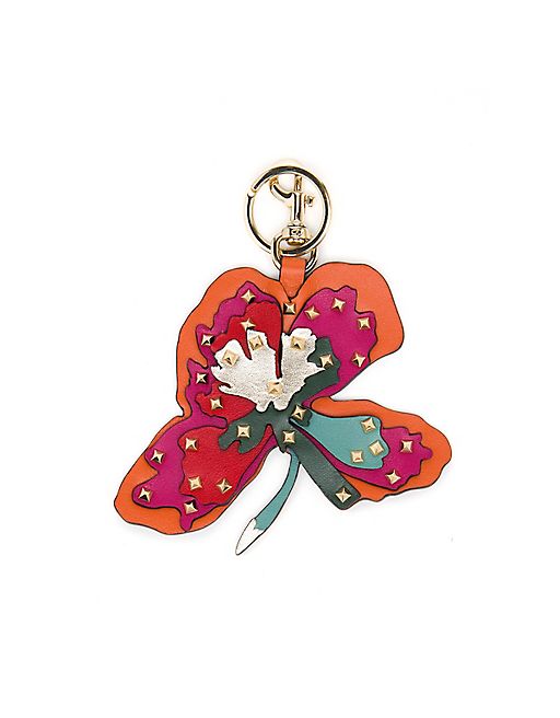 Valentino - Tropical Flower Studded Leather Keychain