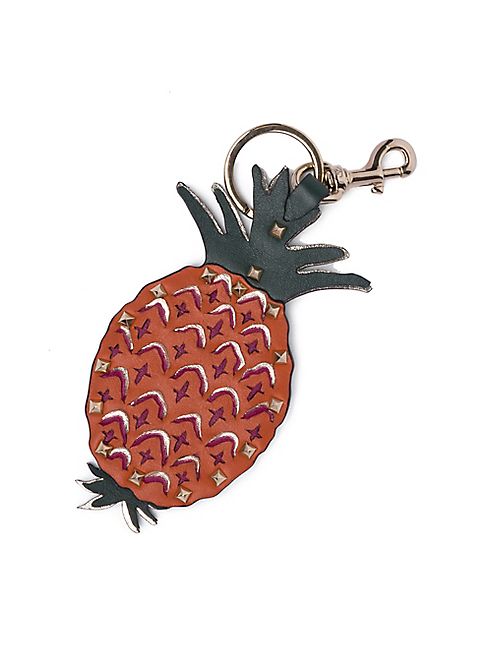 Valentino - Tropical Pineapple Studded Leather Keychain