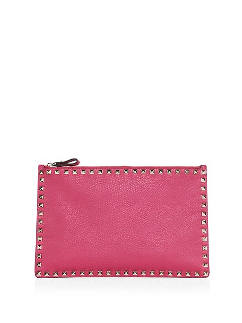 Valentino - Rockstud Large Flat Leather Pouch