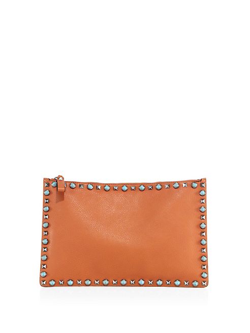 Valentino - Rockstud Rolling Large Leather Flat Pouch