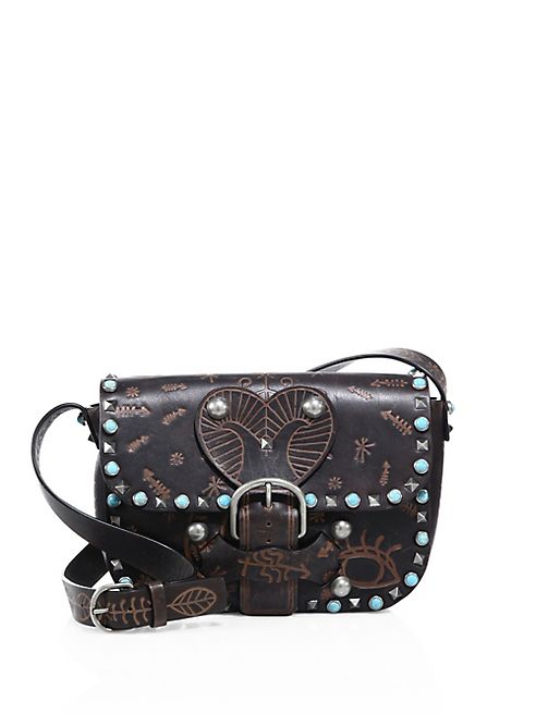 Valentino - Rockstud Rolling Santeria-Embossed Leather Shoulder Bag