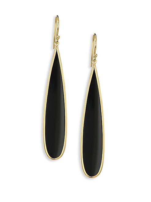 IPPOLITA - Polished Rock Candy® Long Black Onyx & 18K Yellow Gold Drop Earrings