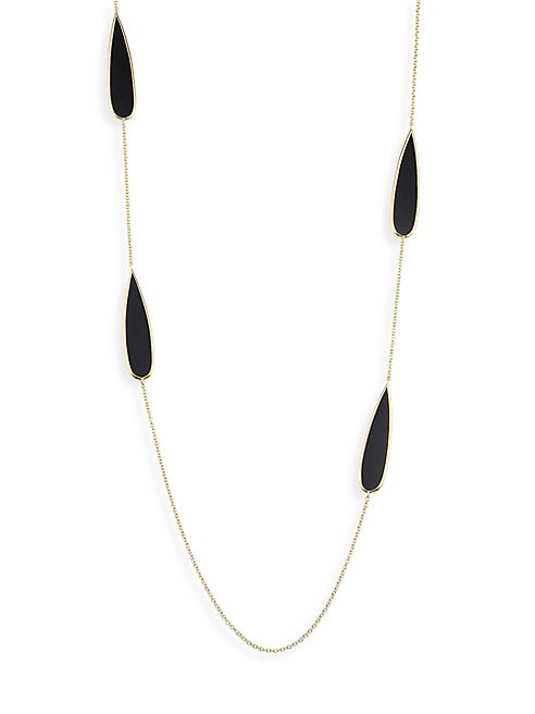 IPPOLITA - Polished Rock Candy® Black Onyx & 18K Yellow Gold Pear-Shaped Station Necklace