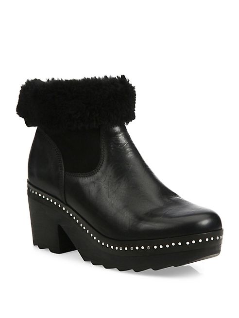 Rag & Bone - Nelson Leather & Shearling Clog Booties