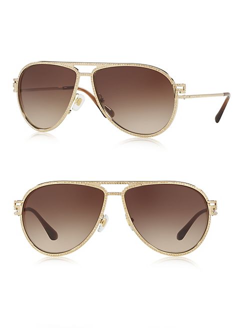 Versace - 62MM Crystal-Trim Pilot Sunglasses