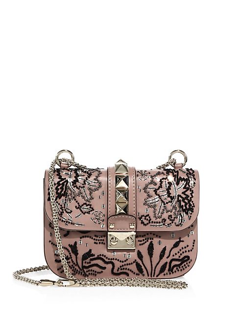 Valentino - Lock Small Beaded Leather Shoulder Bag