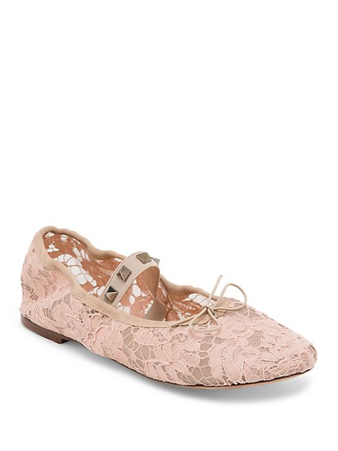 Valentino - Rockstud Lace Ballet Flats