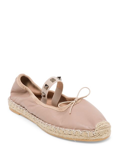 Valentino - Rockstud Leather Espadrille Ballet Flats