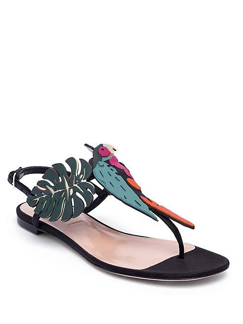 Valentino - Tropical Dream Leather & Suede Thong Sandals