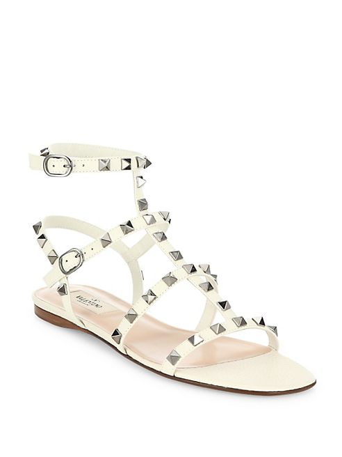 Valentino - Rockstud Leather Flat Sandals