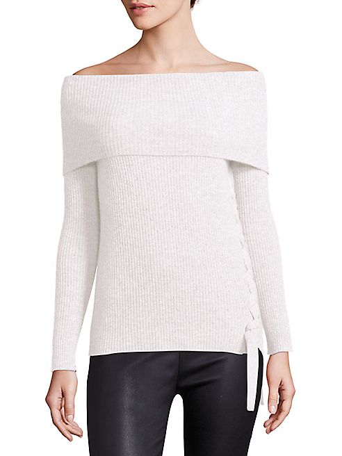 ROI - Le Sexy Ribbed Cashmere Off-The-Shoulder Pullover