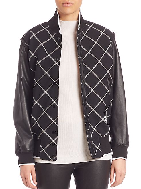 Rag & Bone - Edith Leather Sleeve Varsity Jacket