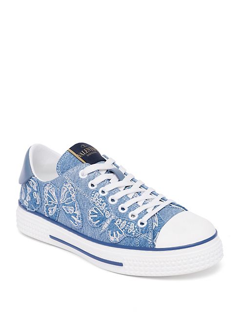 Valentino - Denim Butterfly Low-Top Sneakers