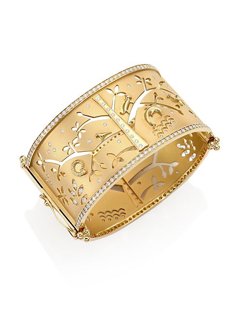 Temple St. Clair - Tree Of Life Diamond & 18K Yellow Gold Cuff Bracelet