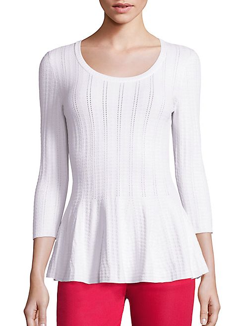 St. John - Icacos Pointelle Knit Peplum Top