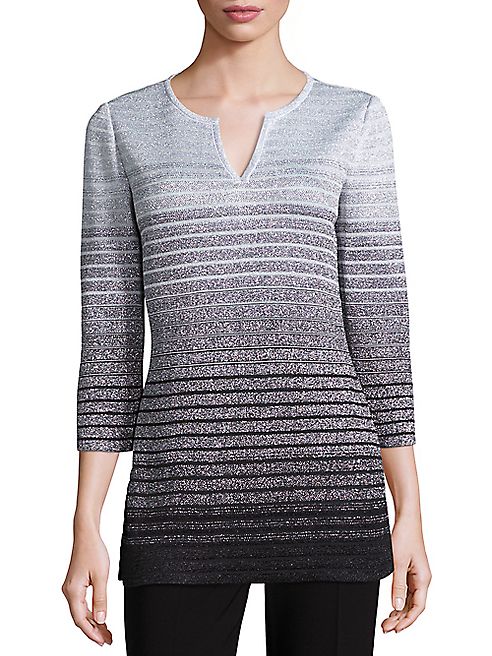 St. John - Metallic Degradé Peekaboo Knit Tunic