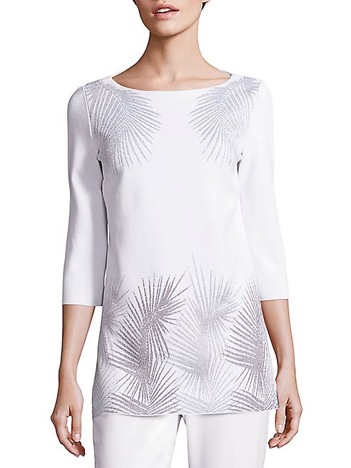 St. John - Metallic Palm Print Tunic