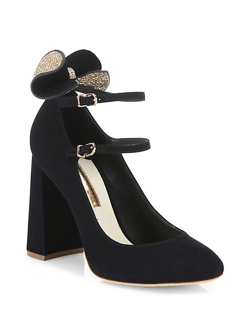 Sophia Webster - Lilia Mid Mary Jane Suede Block Heel Pumps