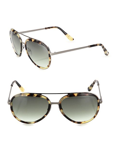 Tom Ford Eyewear - 58MM Tortoise Aviator Sunglasses