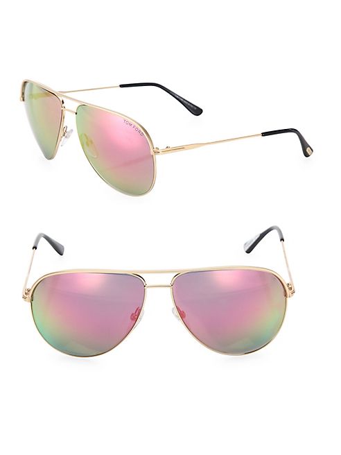 Tom Ford Eyewear - Erin 61MM Mirrored Aviator Sunglasses