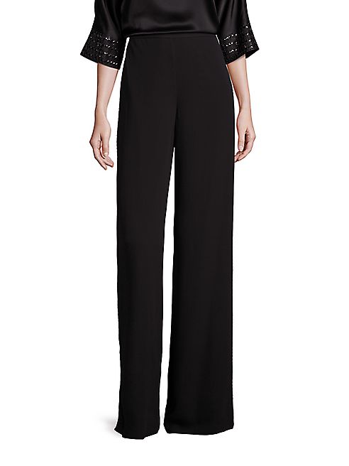 St. John - Sequin-Embellished Silk Georgette Pants