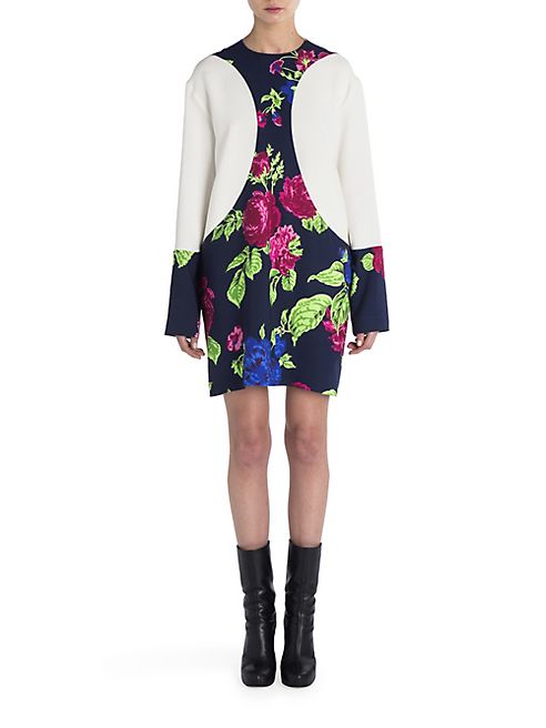 MSGM - Floral Long Sleeve Shift Dress