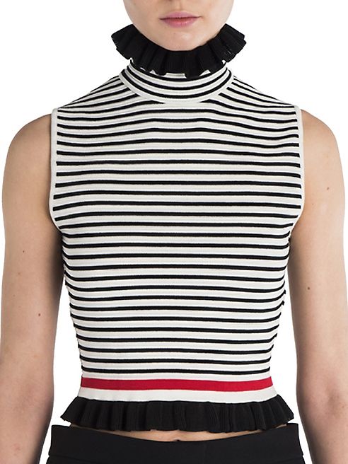 MSGM - Ruffled Striped Tee