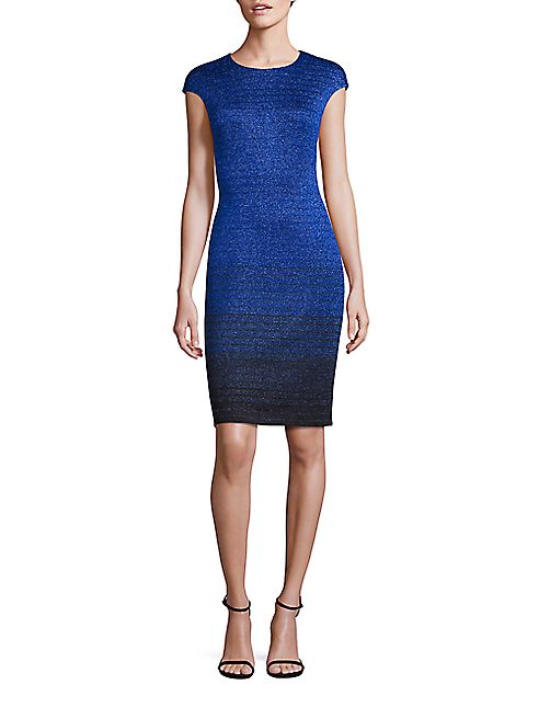 St. John - Metallic Dégradé Stripe Knit Dress