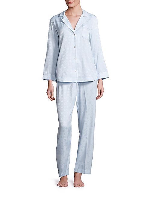 Oscar de la Renta Sleepwear - Brushed Back Satin Jacquard Pajama Set