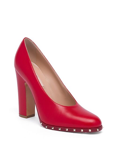 Valentino - Soul Stud Leather Block Heel Pumps