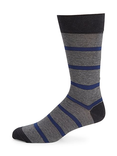 Marcoliani - Pima Cotton-Blend Striped Crew Socks