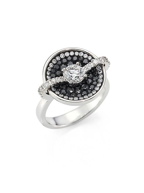 Plevé - Black Border  Diamond & 18K White Gold Round Opus Ring