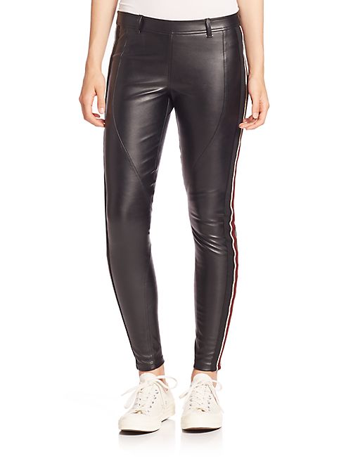 Faith Connexion - Faux Leather Striped Skinny Pants