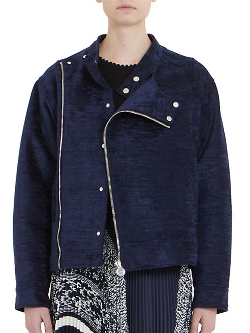 Carven - Crushed Velvet Moto Jacket