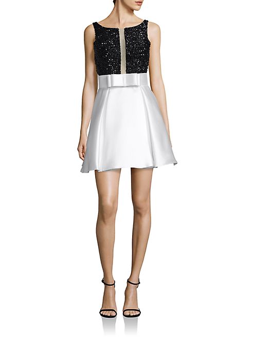 Jovani - V-Back Embellished Fit-&-Flare Dress