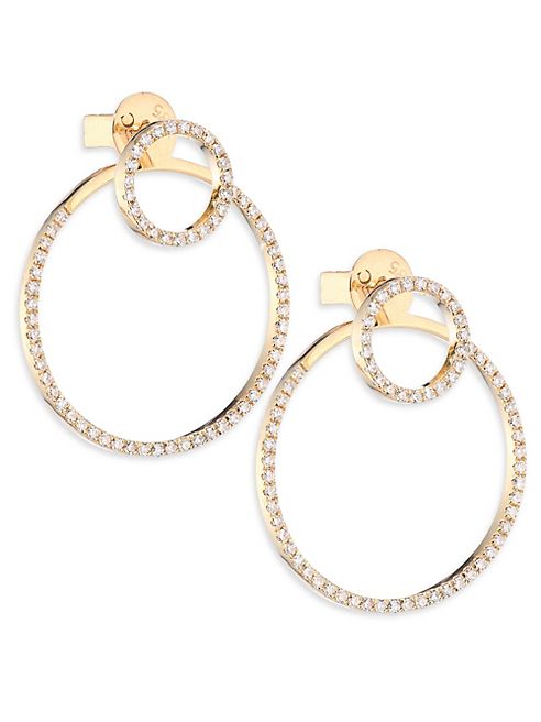 EF Collection - Halo Diamond & 14K Yellow Gold Ear Jackets